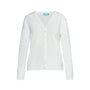 Cardigan basic con bottoni in maglia di misto viscosa con logo in strass BIANCO DORABELLA
