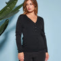 Cardigan basic con bottoni in maglia di misto viscosa con logo in strass NERO DORABELLA