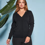 Cardigan basic con bottoni in maglia di misto viscosa con logo in strass NERO DORABELLA