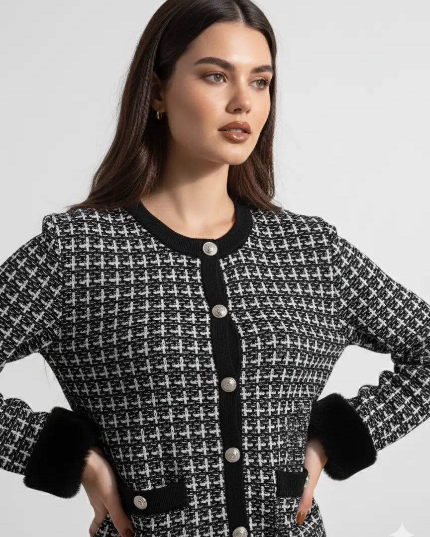 Cardigan chanel con polsini removibili in pelliccia DORABELLA