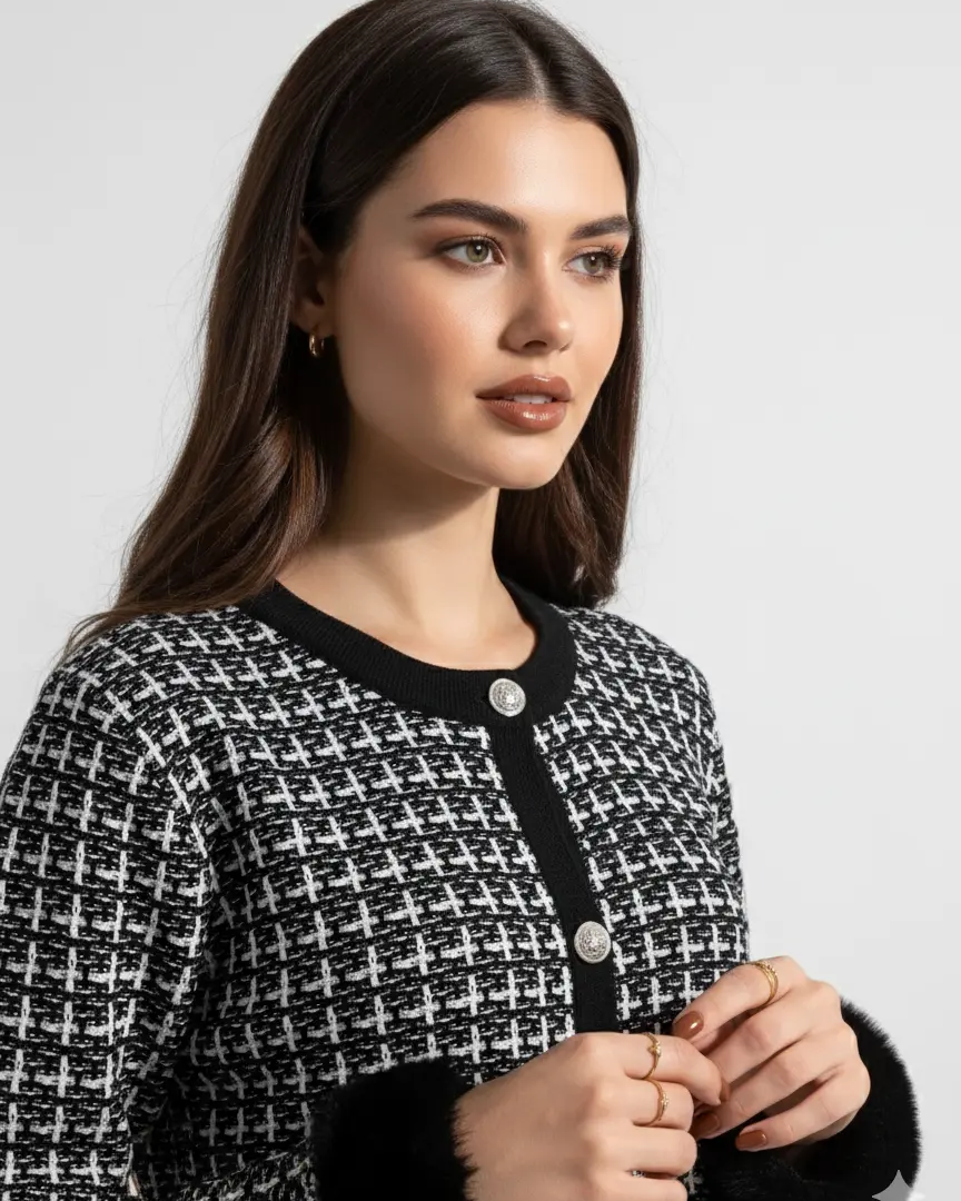 Cardigan chanel con polsini removibili in pelliccia DORABELLA