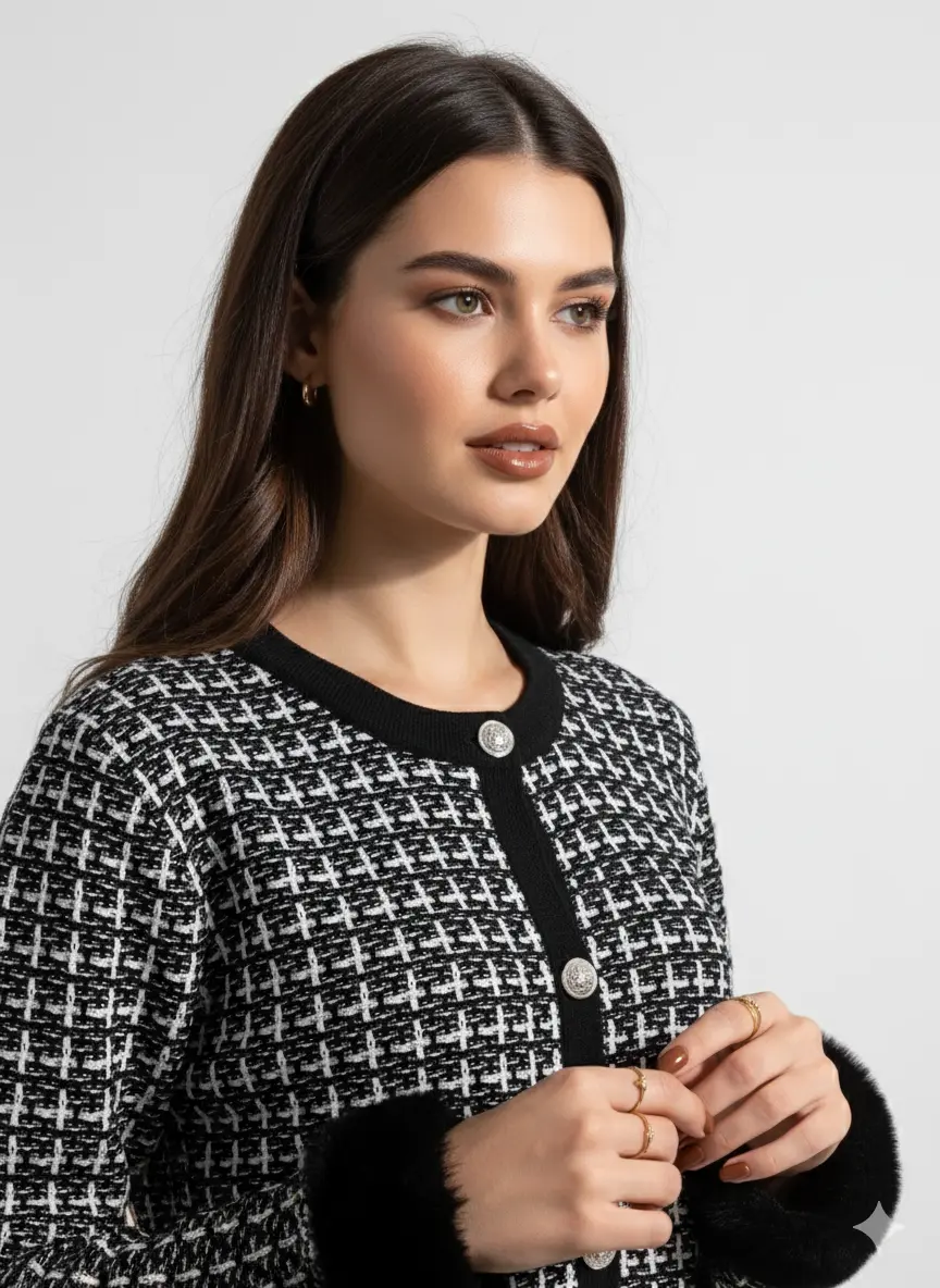 Cardigan chanel con polsini removibili in pelliccia DORABELLA