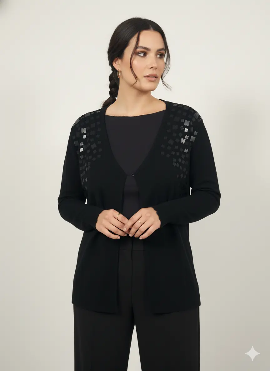 Cardigan con applicazione paillettes DORABELLA PIU'