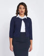 Cardigan girocollo con bottone gioiello BLU DORABELLA XL
