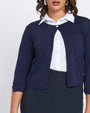 Cardigan girocollo con bottone gioiello BLU DORABELLA