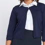 Cardigan girocollo con bottone gioiello BLU DORABELLA