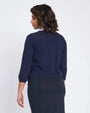 Cardigan girocollo con bottone gioiello BLU DORABELLA
