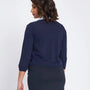 Cardigan girocollo con bottone gioiello BLU DORABELLA