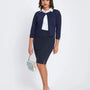 Cardigan girocollo con bottone gioiello BLU DORABELLA