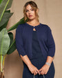 Cardigan girocollo con bottone gioiello BLU DORABELLA