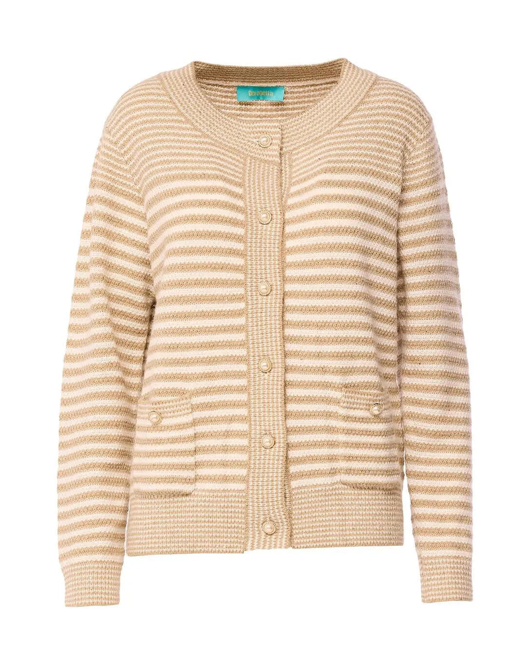 Cardigan con bottoni e motivo a righe LIGHT BEIGE DORABELLA