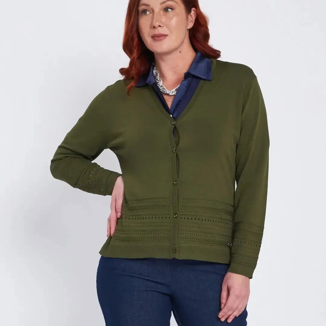 Cardigan con bottoni e trafori sul fondo MILITARE DORABELLA PIU' XXXL-49