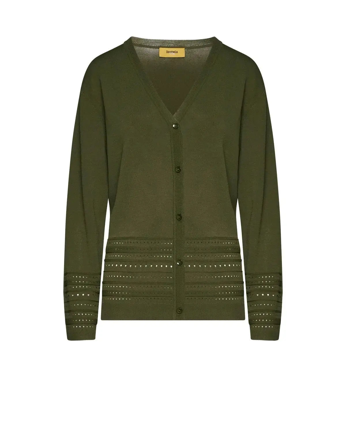 Cardigan con bottoni e trafori sul fondo MILITARE DORABELLA PIU'