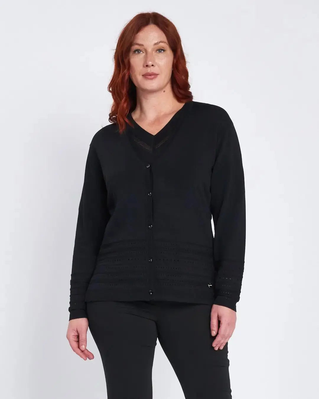 Cardigan con bottoni e trafori sul fondo NERO DORABELLA PIU' XXXL-49