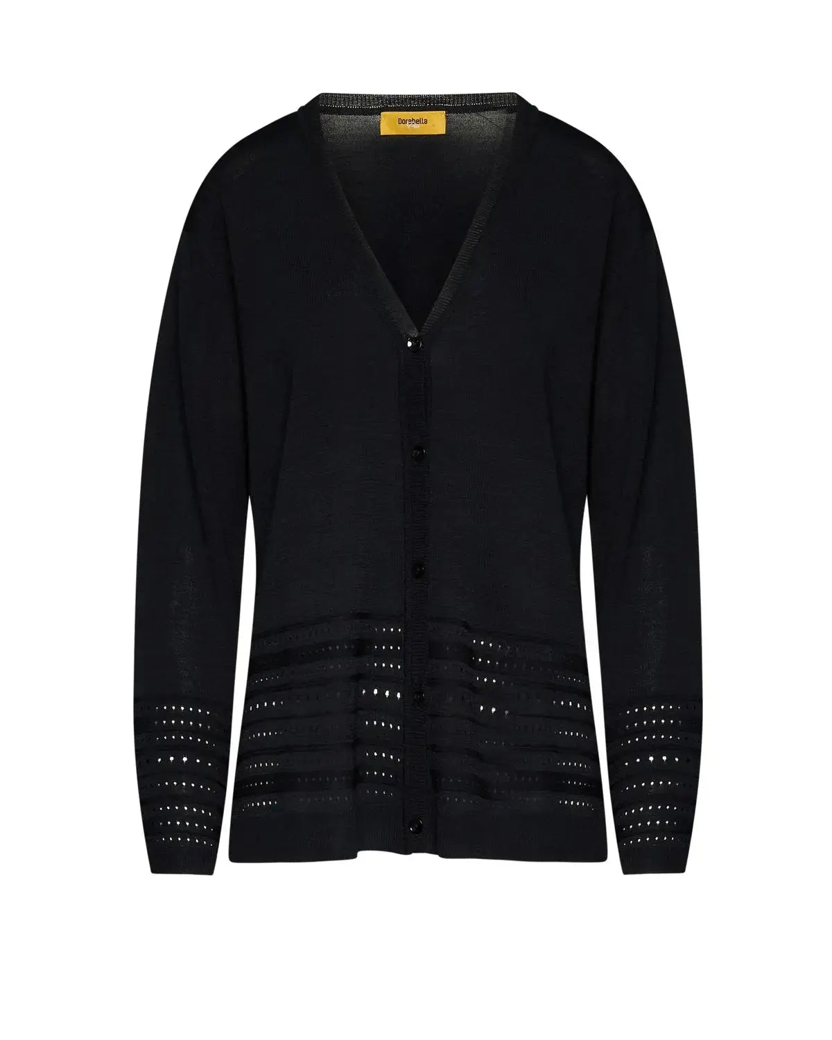 Cardigan con bottoni e trafori sul fondo NERO DORABELLA PIU'