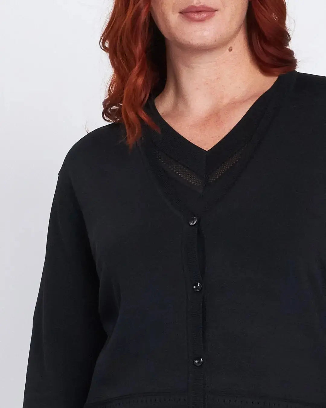 Cardigan con bottoni e trafori sul fondo NERO DORABELLA PIU'