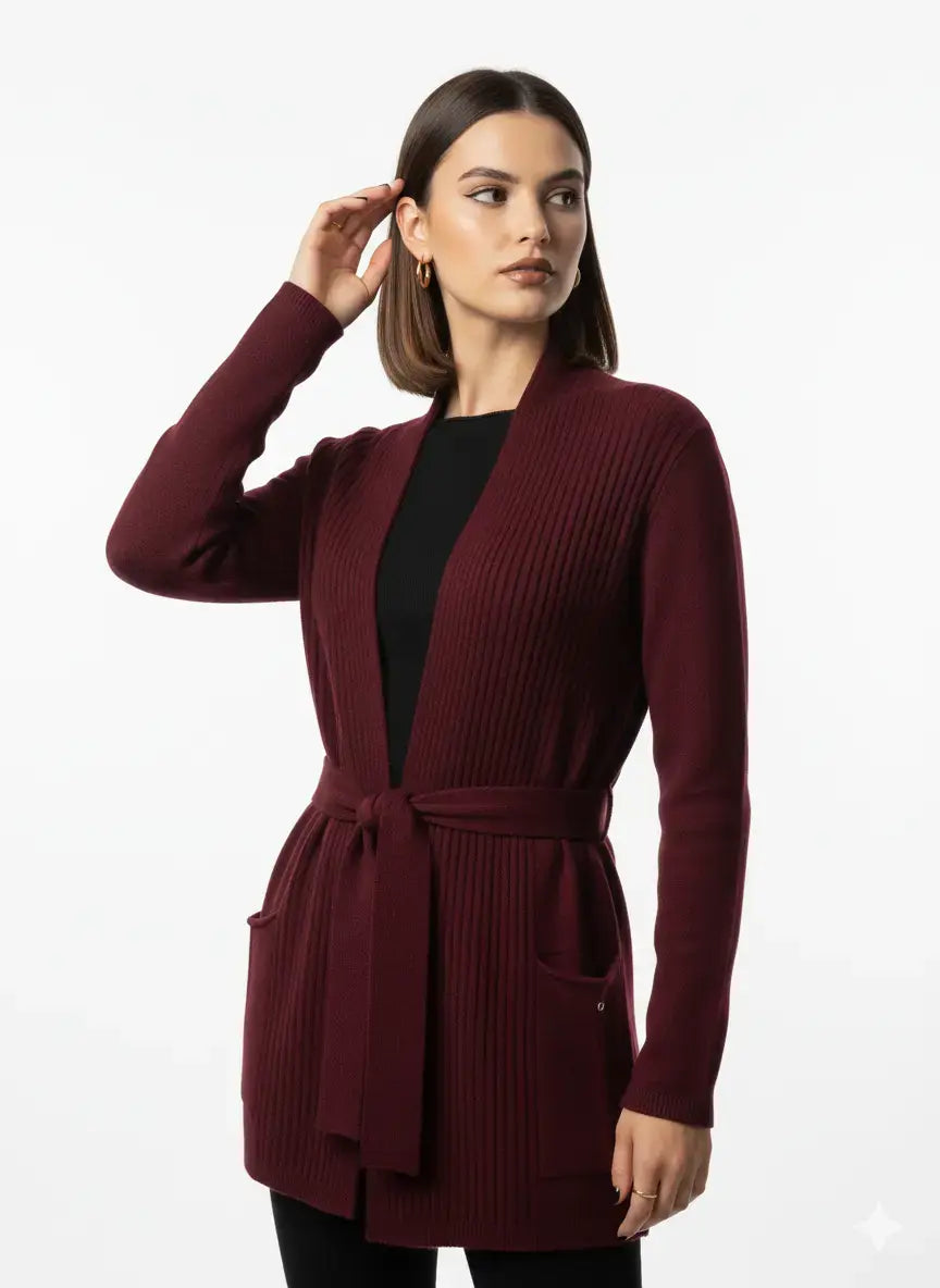 Cardigan con cintura DORABELLA