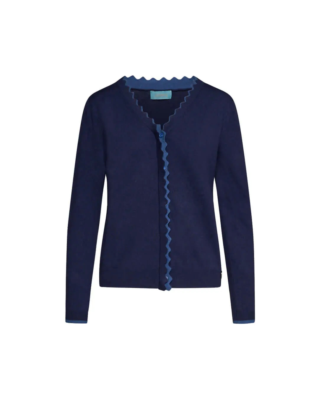 Cardigan con dettagli bicolor e orlo smerlato BLU DORABELLA