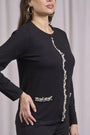 Cardigan con frisi e applicazioni di perle NERO DORABELLA