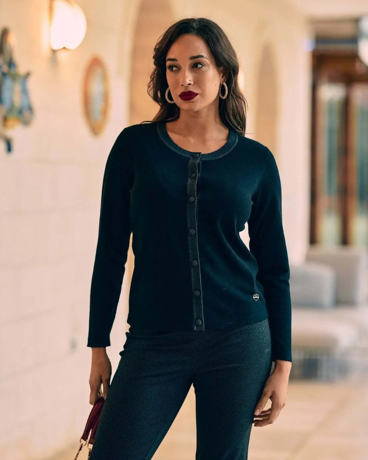Cardigan con inserti in lurex NERO DORABELLA XL