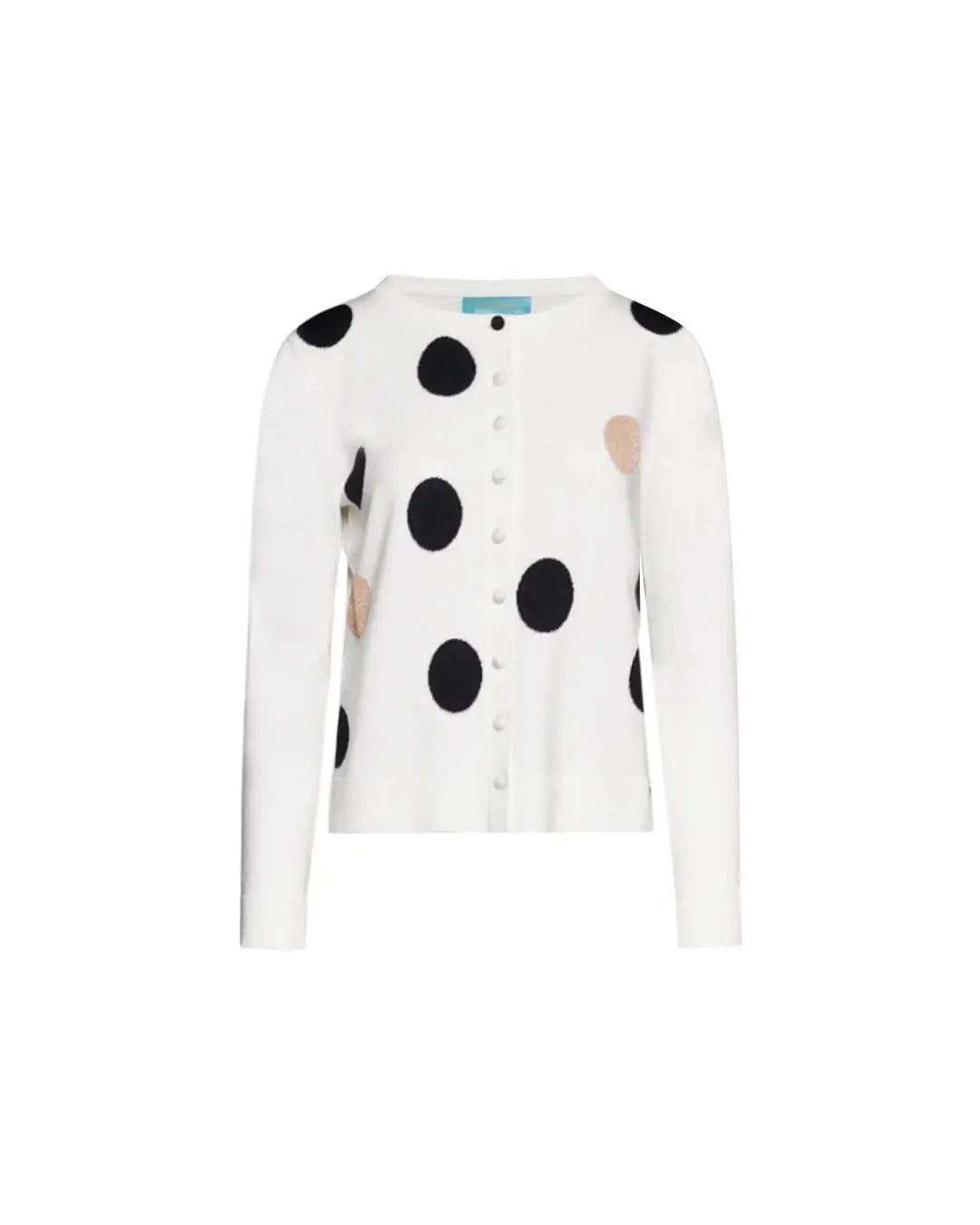 Cardigan con motivo a pois frontale e dettagli in tinta unita OFF WHITE DORABELLA