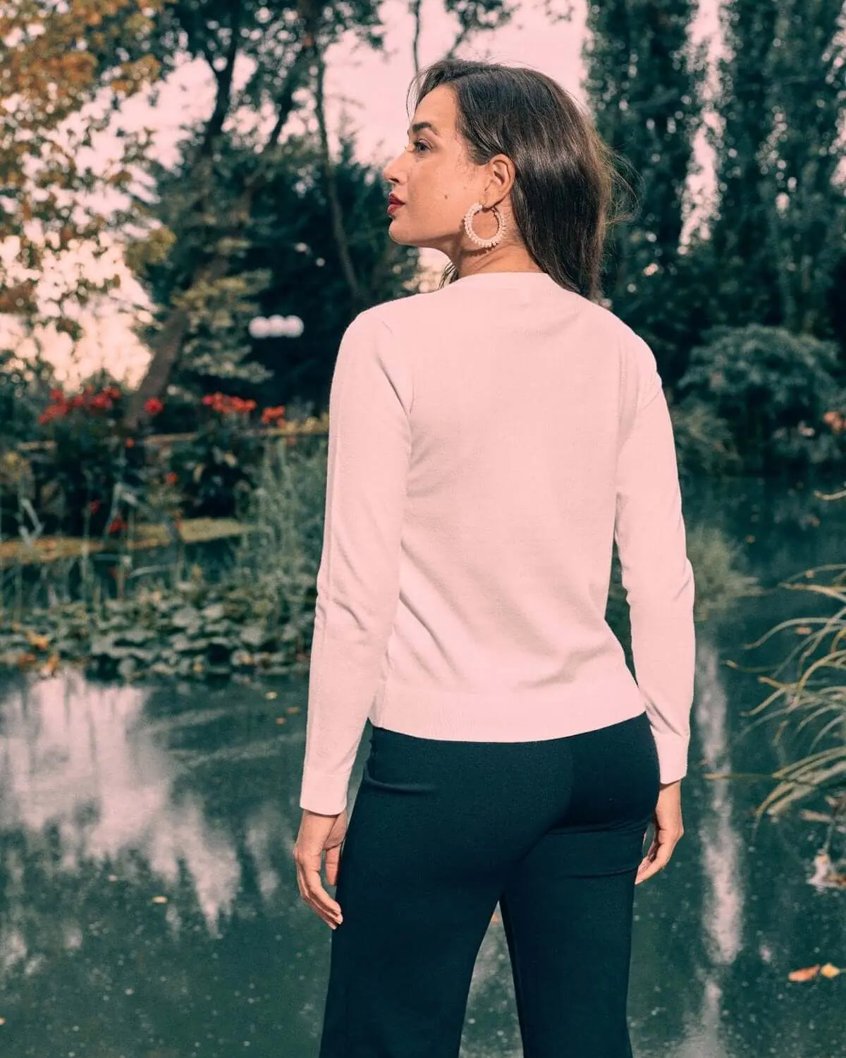 Cardigan con motivo a pois frontale e dettagli in tinta unita OFF WHITE DORABELLA