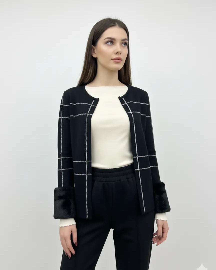 Cardigan con polsini in pelliccia DORABELLA