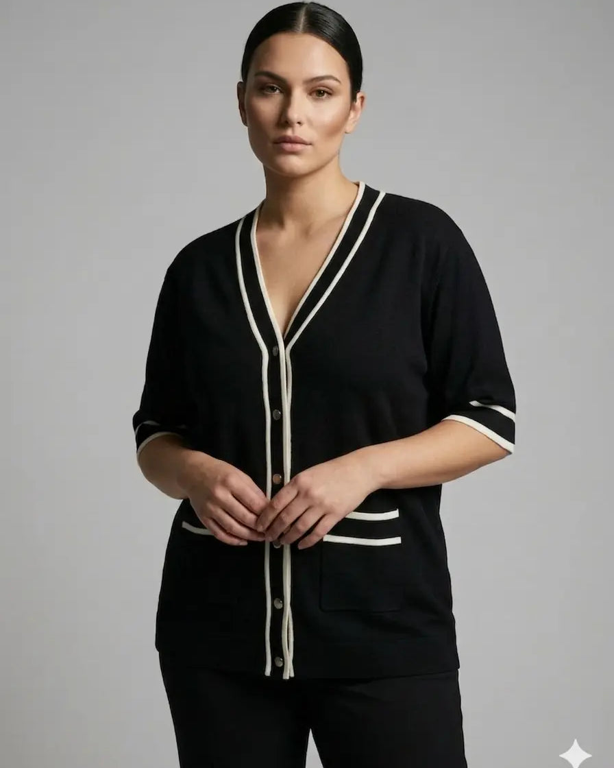 Cardigan con profili a contrasto DORABELLA PIU'