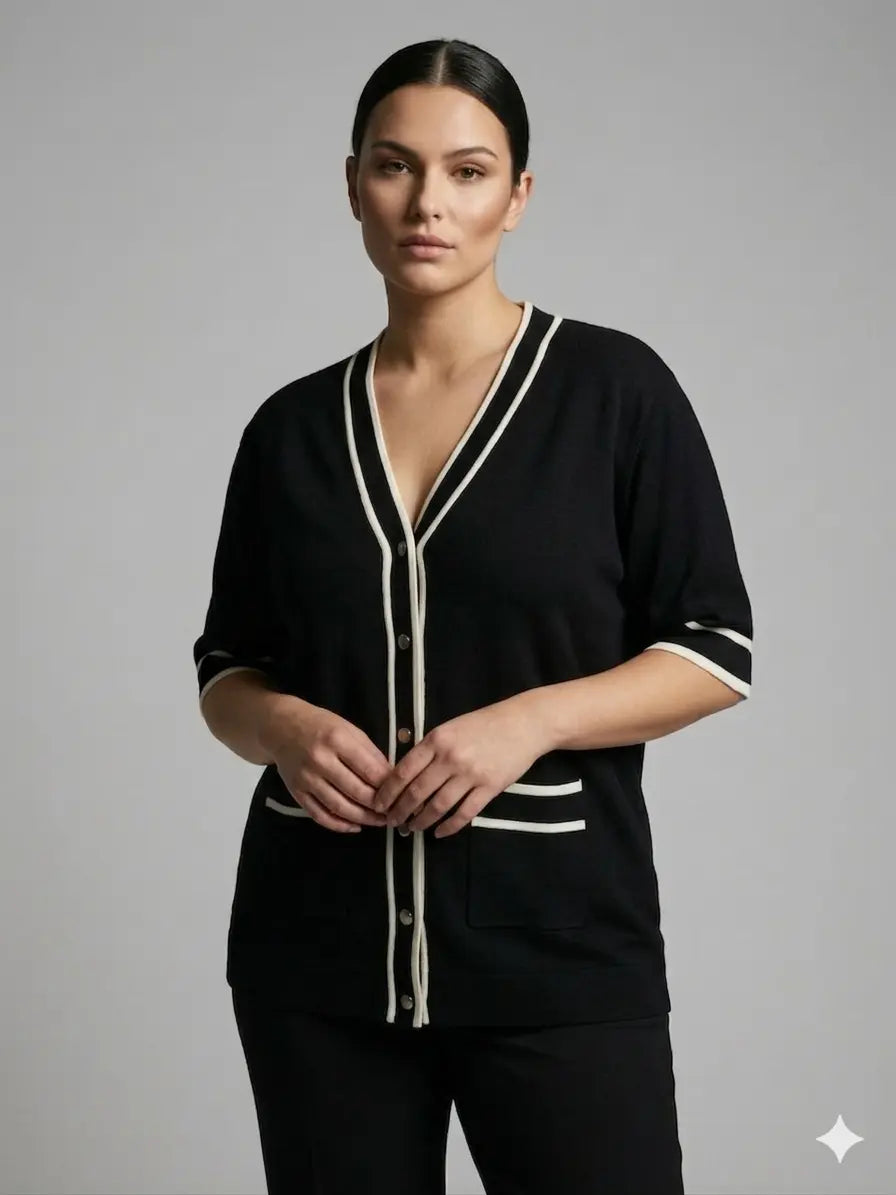 Cardigan con profili a contrasto DORABELLA PIU'
