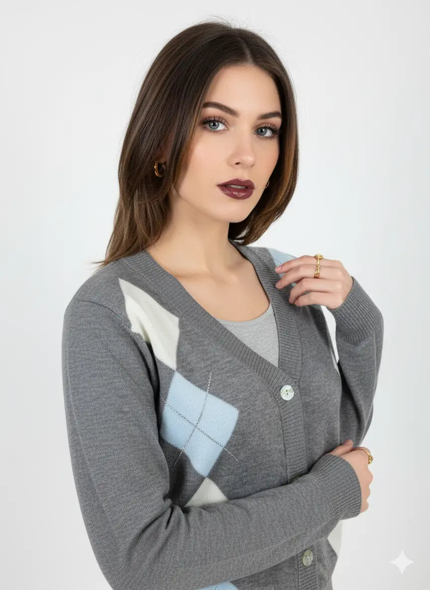 Cardigan con rombi e applicazioni DORABELLA