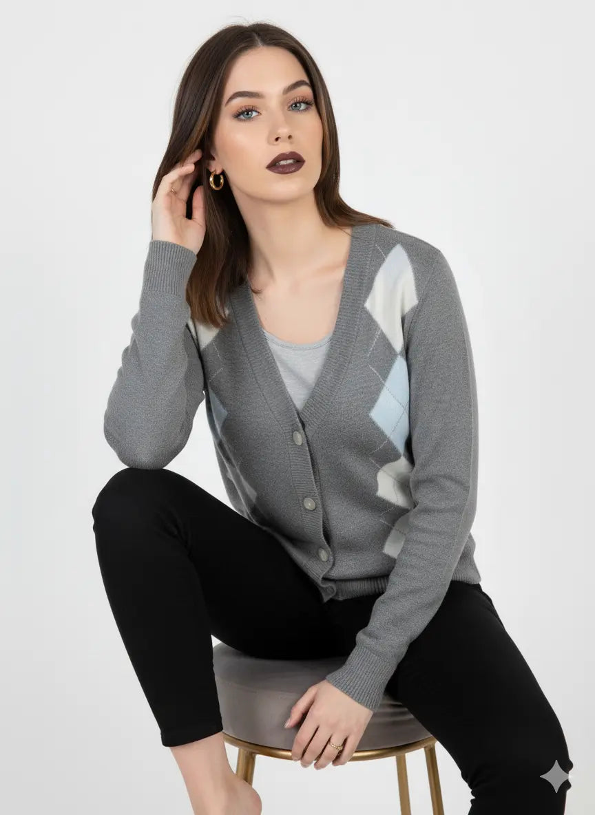 Cardigan con rombi e applicazioni DORABELLA