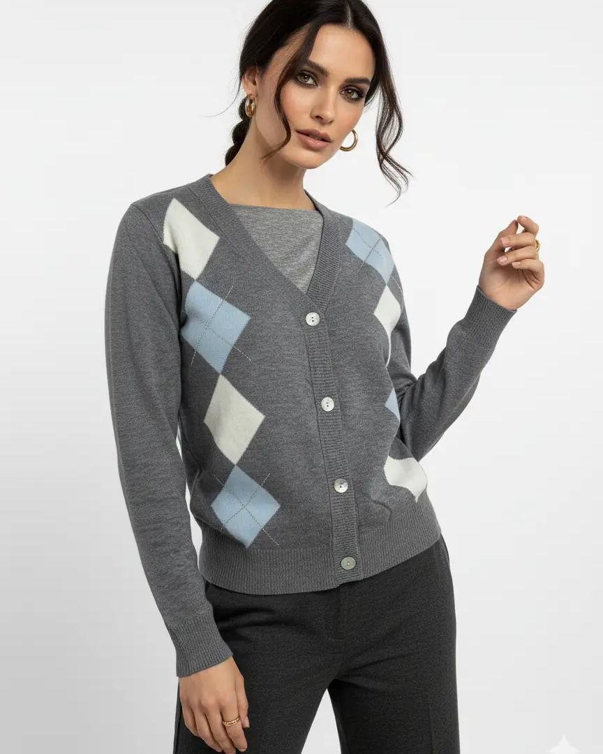 Cardigan con rombi e applicazioni DORABELLA