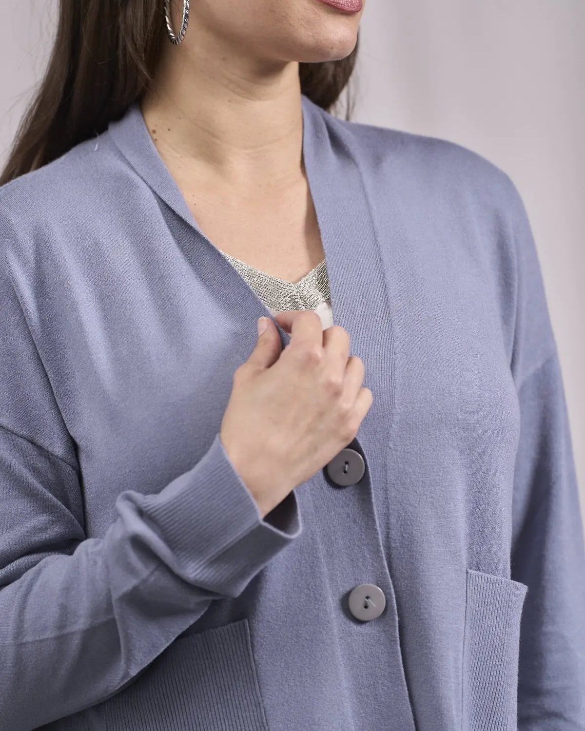 Cardigan con scollo a V e bottoni GRIGIO CHIARO IRONICA