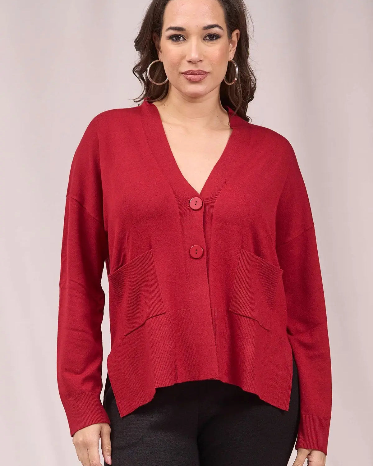 Cardigan con scollo a V e bottoni ROSSO IRONICA