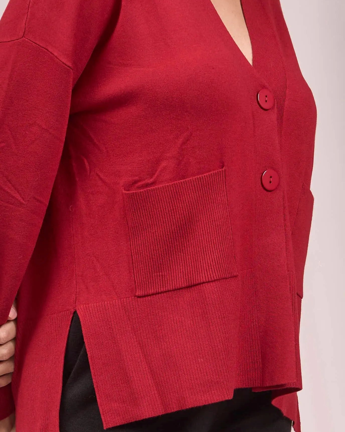 Cardigan con scollo a V e bottoni ROSSO IRONICA