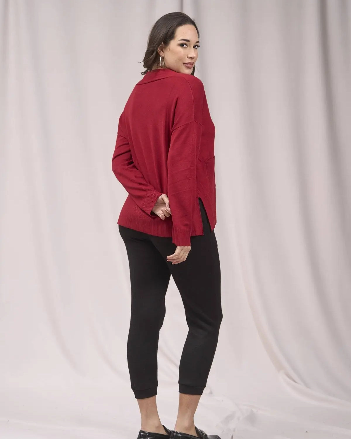 Cardigan con scollo a V e bottoni ROSSO IRONICA