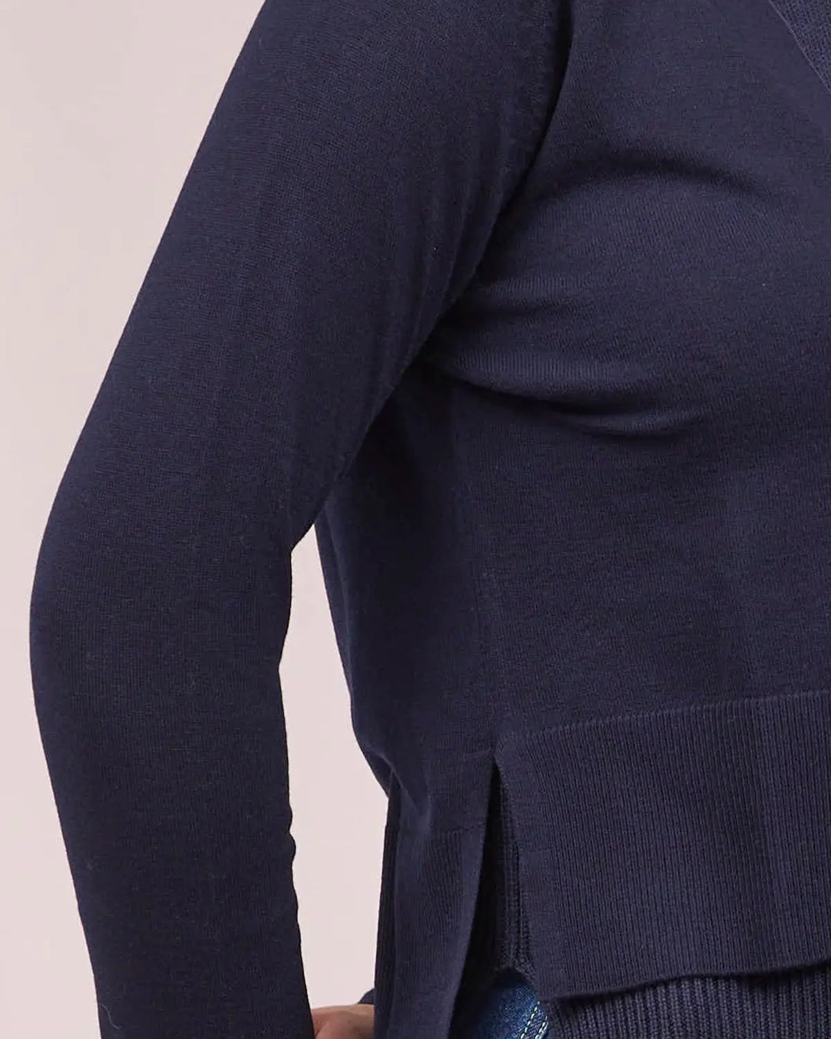 Cardigan cropped con bottone gioiello BLU IRONICA