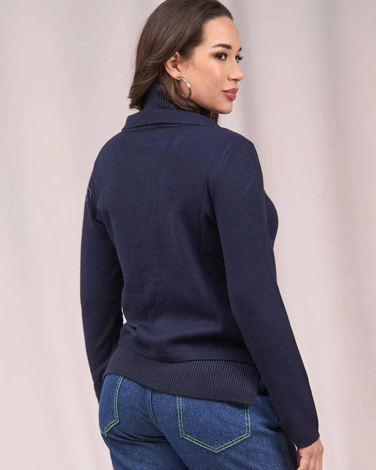 Cardigan cropped con collo, rever e bottone BLU IRONICA