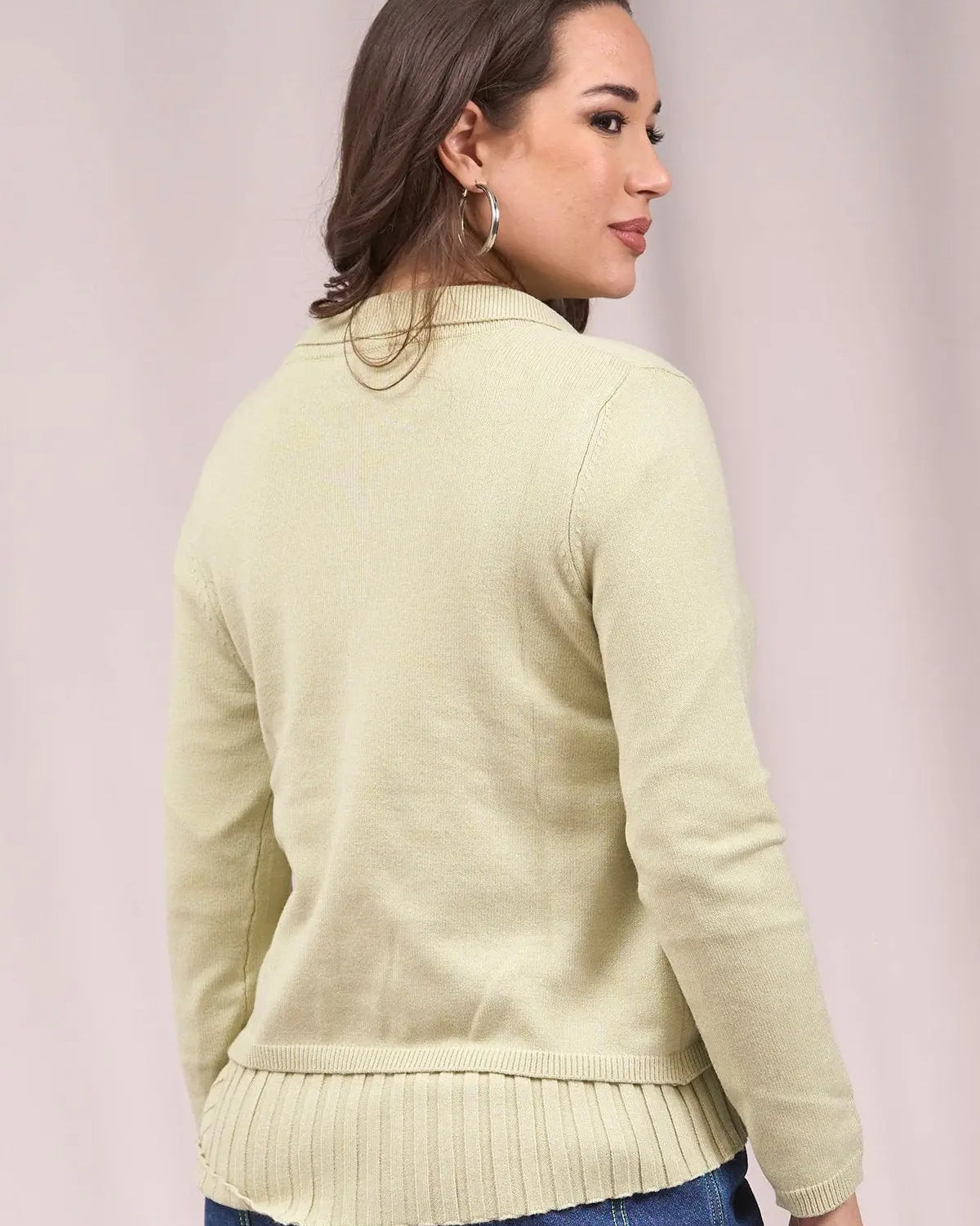 Cardigan cropped con collo, rever e bottone VERDE IRONICA