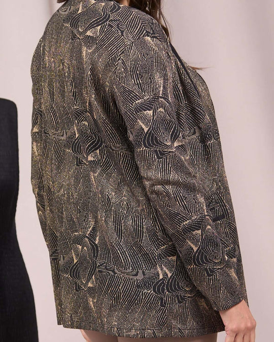 Cardigan fantasia jacquard lurex con tasche NERO-ORO DORABELLA