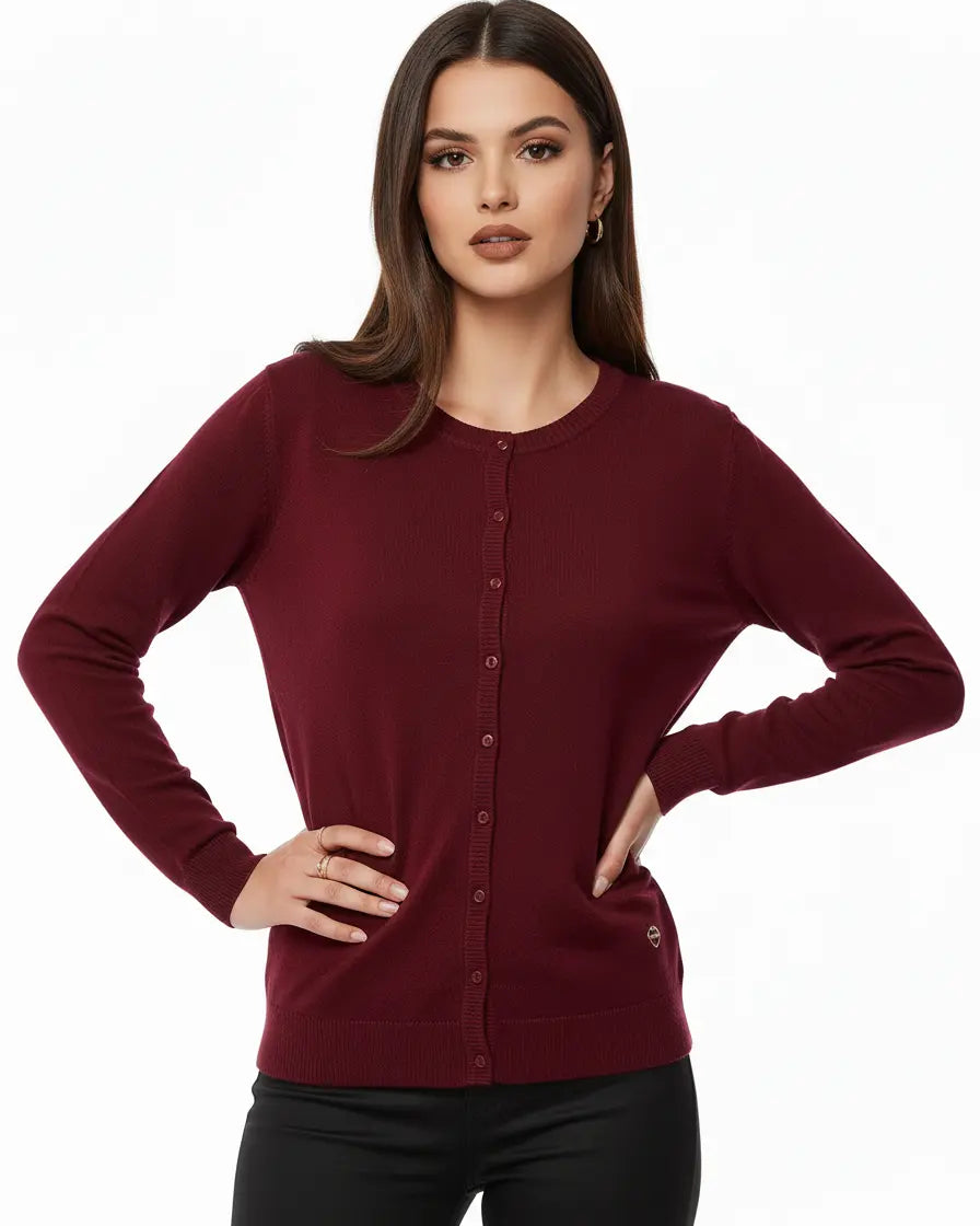 Cardigan girocollo basic con bottoni DORABELLA