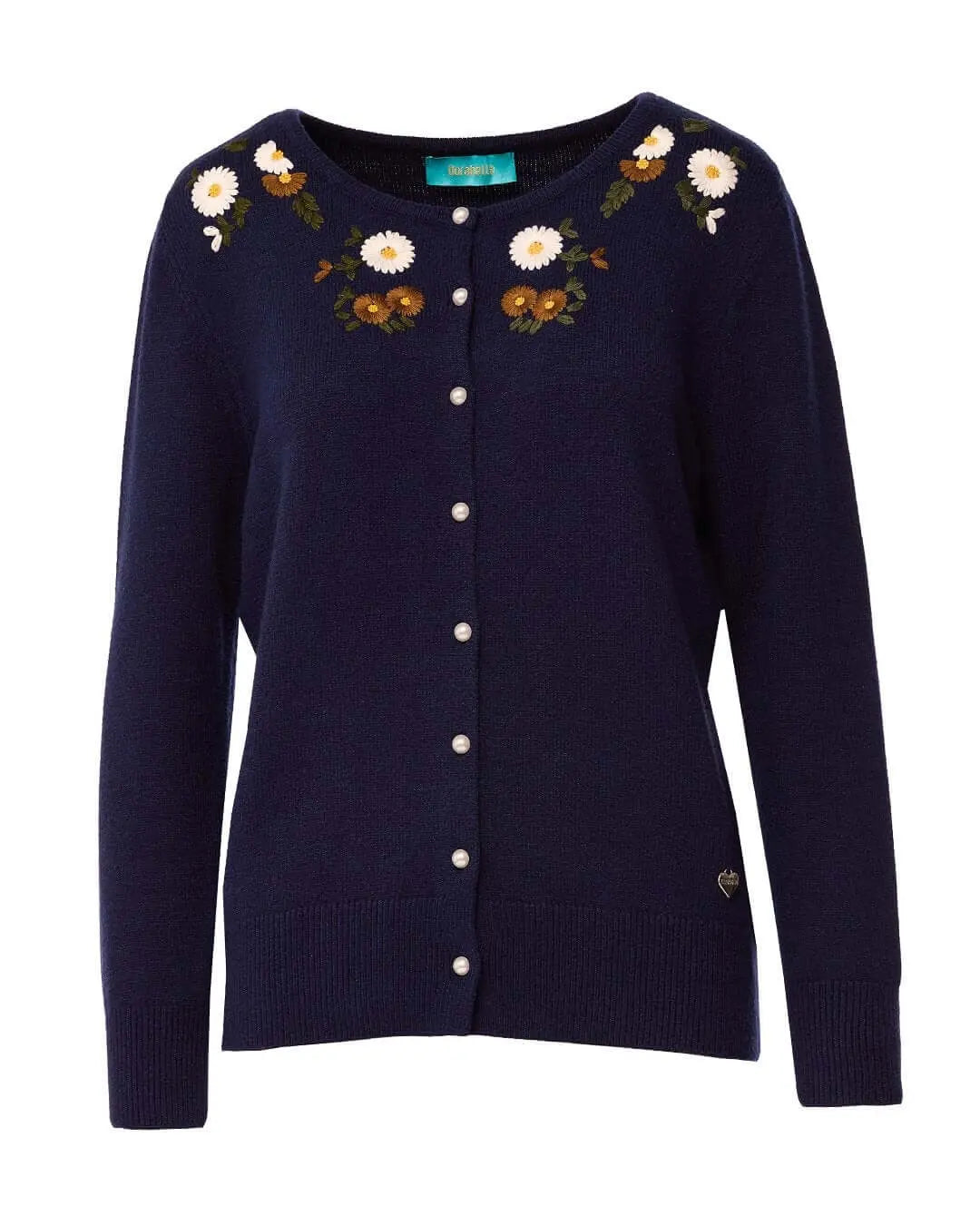 Cardigan girocollo con bottoni e fiori ricamati BLU DORABELLA XL