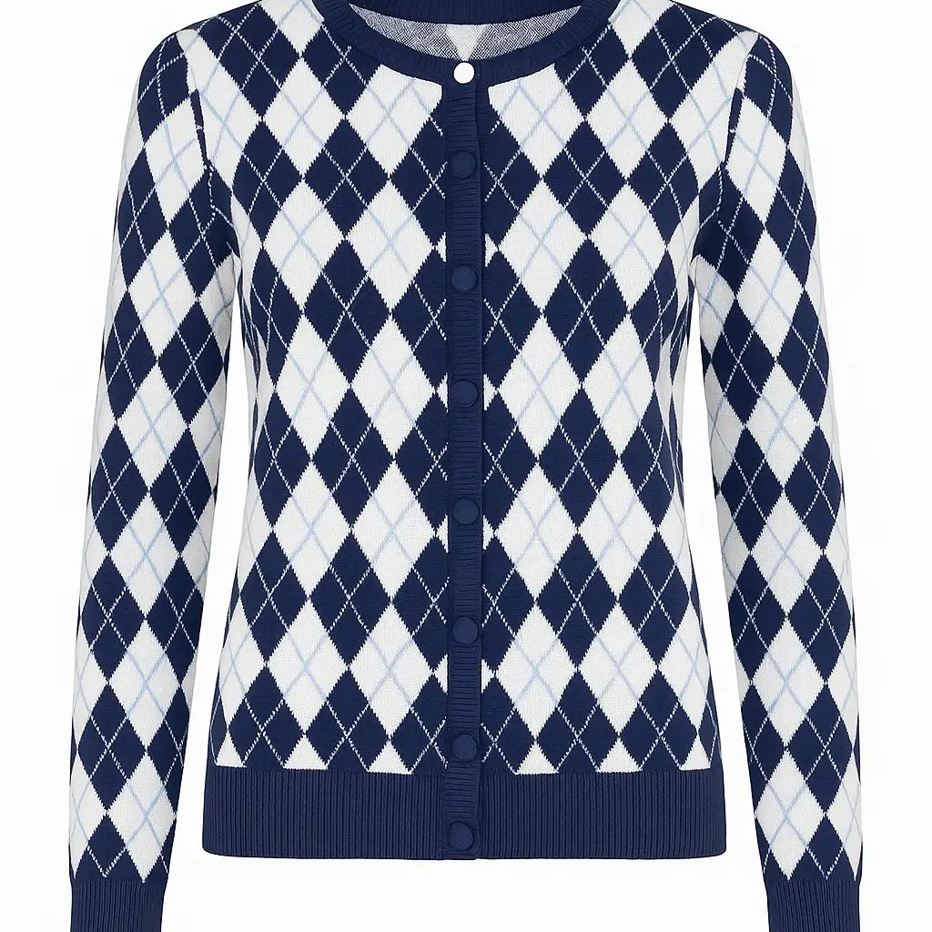 Cardigan girocollo con fantasia a rombi DORABELLA