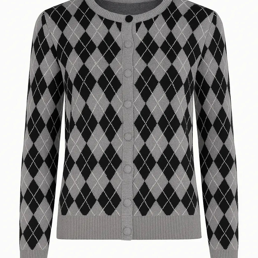 Cardigan girocollo con fantasia a rombi DORABELLA