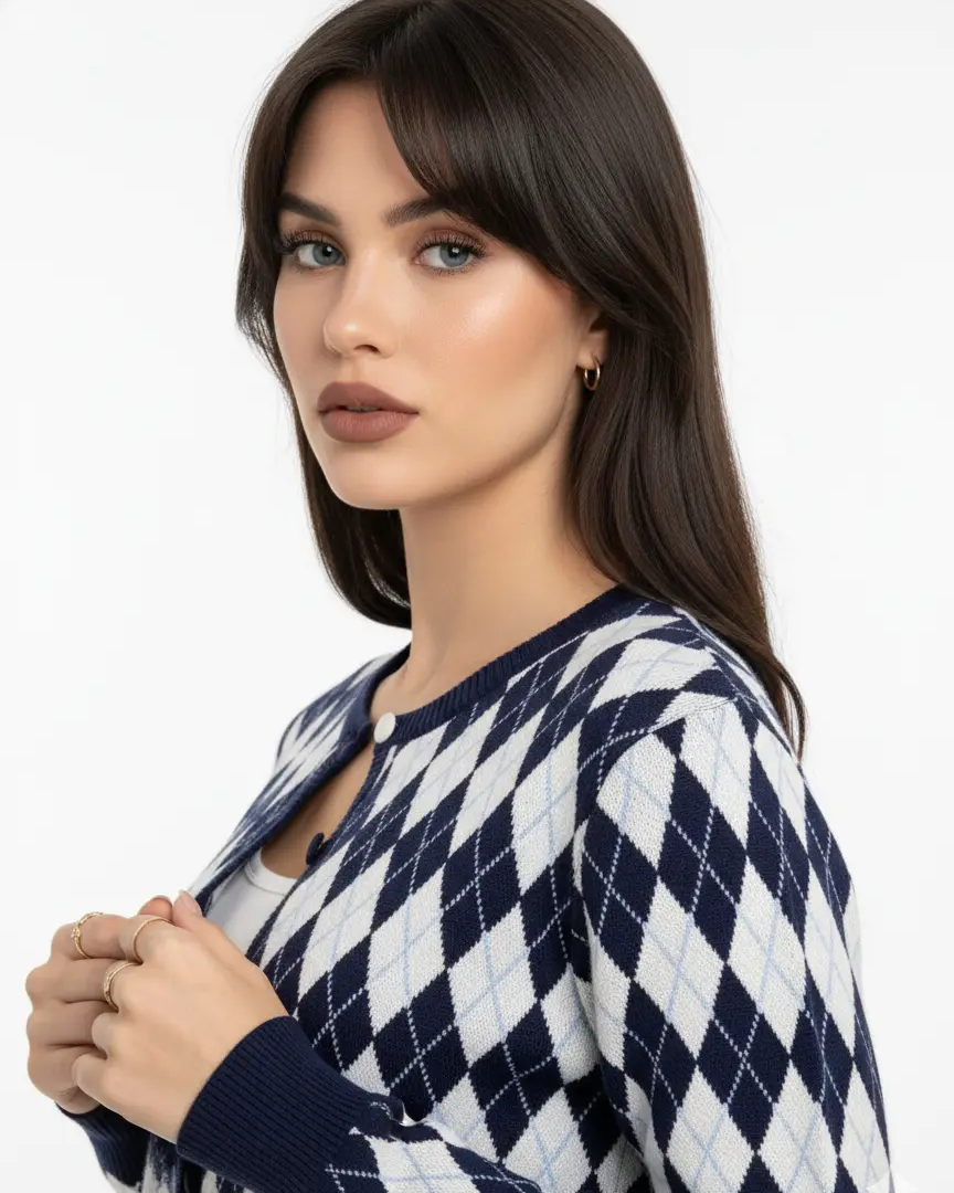 Cardigan girocollo con fantasia a rombi DORABELLA