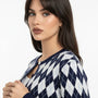 Cardigan girocollo con fantasia a rombi DORABELLA