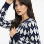 Cardigan girocollo con fantasia a rombi DORABELLA