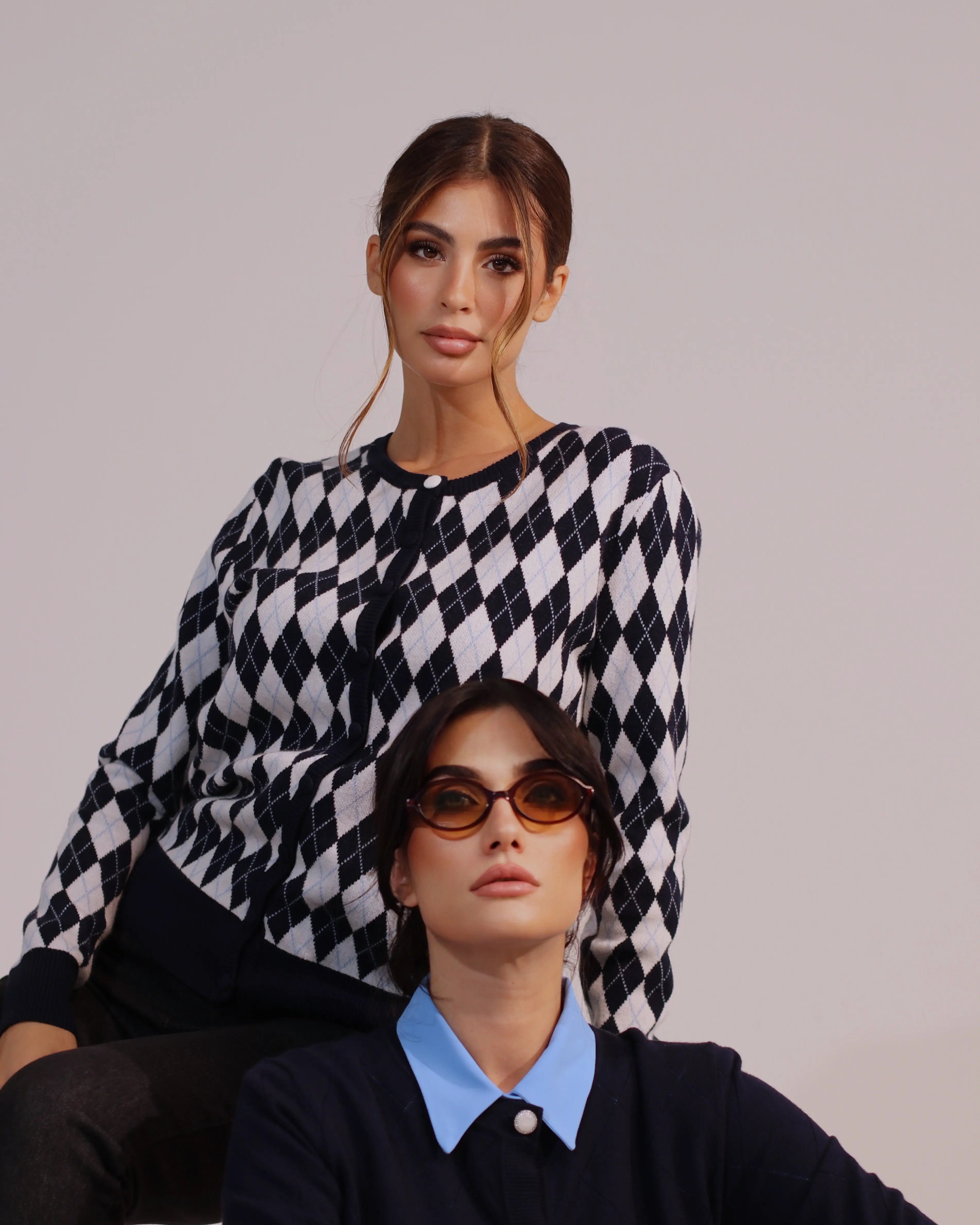 Cardigan girocollo con fantasia a rombi DORABELLA