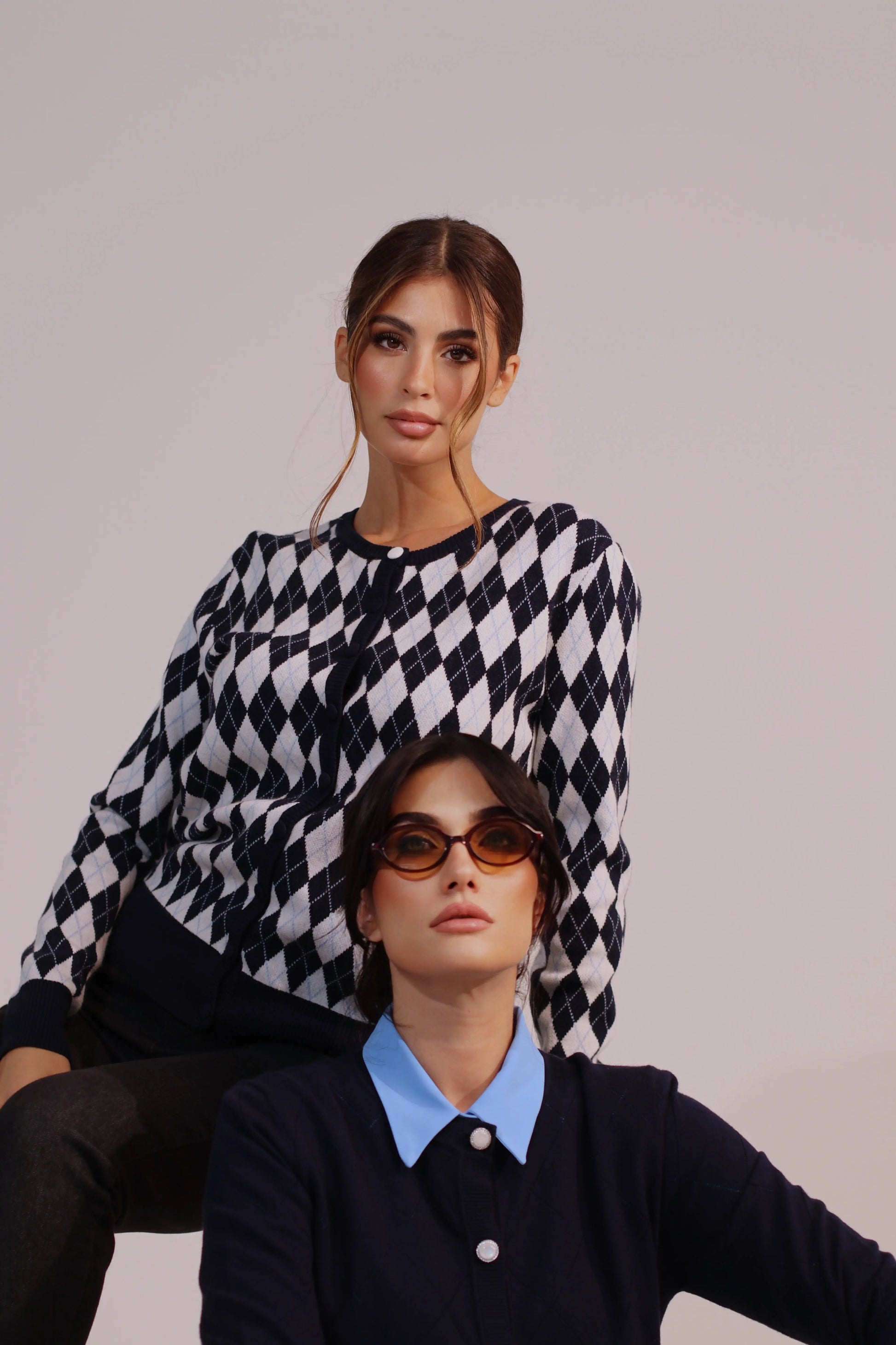 Cardigan girocollo con fantasia a rombi DORABELLA