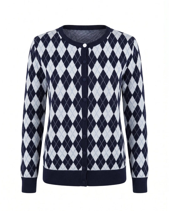 Cardigan girocollo con fantasia a rombi DORABELLA